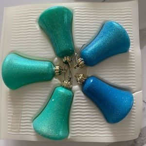 Vintage shimmer peacock blue jadeite ornaments